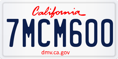 CA license plate 7MCM600