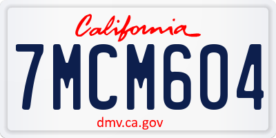 CA license plate 7MCM604