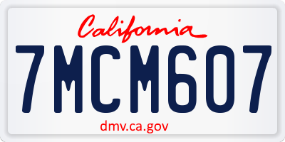 CA license plate 7MCM607