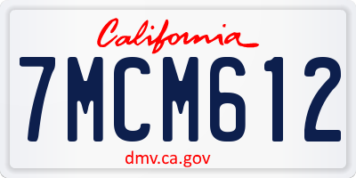 CA license plate 7MCM612