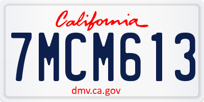 CA license plate 7MCM613