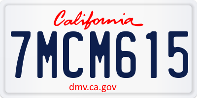 CA license plate 7MCM615