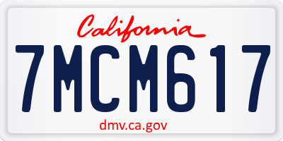 CA license plate 7MCM617