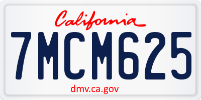 CA license plate 7MCM625