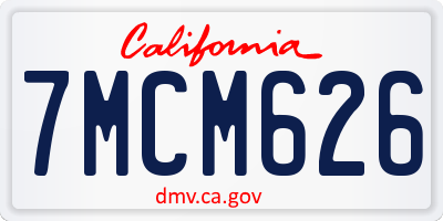 CA license plate 7MCM626