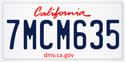 CA license plate 7MCM635