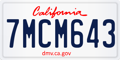 CA license plate 7MCM643