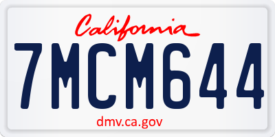 CA license plate 7MCM644