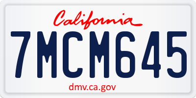 CA license plate 7MCM645