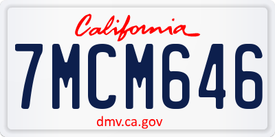CA license plate 7MCM646