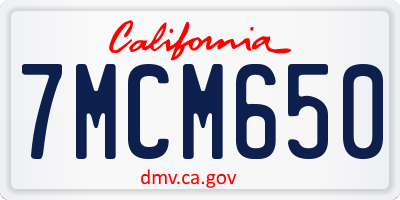 CA license plate 7MCM650