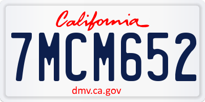CA license plate 7MCM652