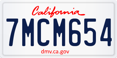 CA license plate 7MCM654
