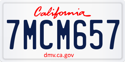 CA license plate 7MCM657