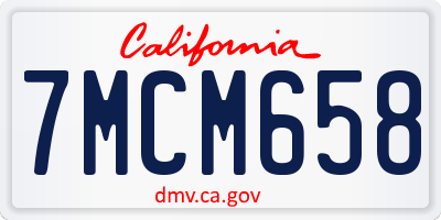 CA license plate 7MCM658