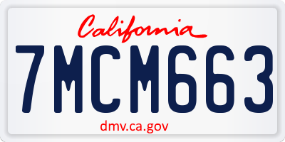 CA license plate 7MCM663
