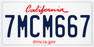 CA license plate 7MCM667