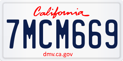 CA license plate 7MCM669