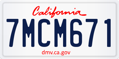 CA license plate 7MCM671