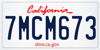 CA license plate 7MCM673