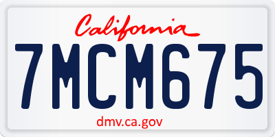 CA license plate 7MCM675