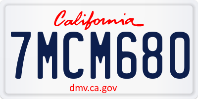 CA license plate 7MCM680