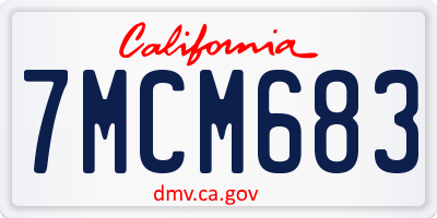 CA license plate 7MCM683