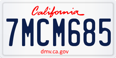 CA license plate 7MCM685