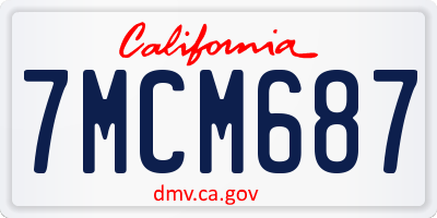 CA license plate 7MCM687