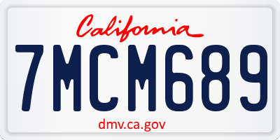 CA license plate 7MCM689