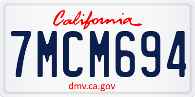 CA license plate 7MCM694
