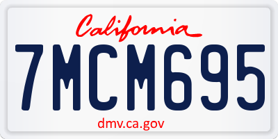 CA license plate 7MCM695