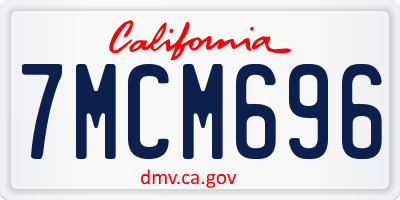 CA license plate 7MCM696