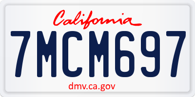 CA license plate 7MCM697