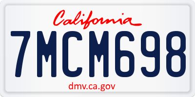 CA license plate 7MCM698