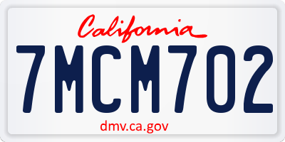 CA license plate 7MCM702