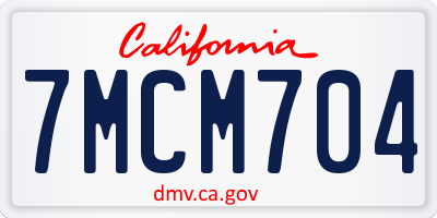 CA license plate 7MCM704