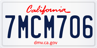 CA license plate 7MCM706