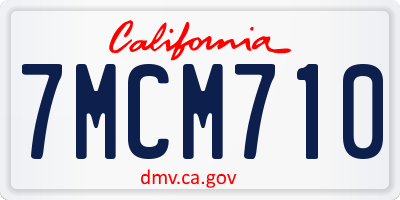 CA license plate 7MCM710