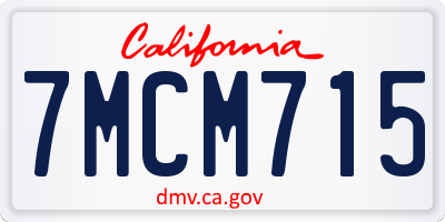 CA license plate 7MCM715