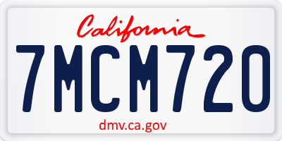 CA license plate 7MCM720