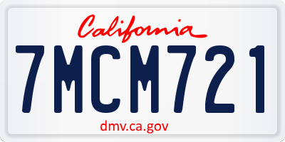CA license plate 7MCM721