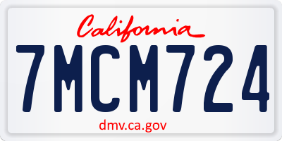 CA license plate 7MCM724