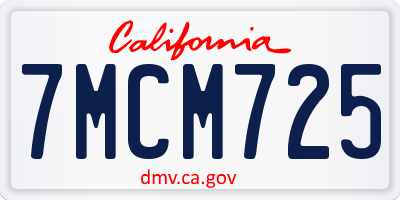 CA license plate 7MCM725
