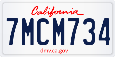CA license plate 7MCM734