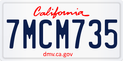 CA license plate 7MCM735