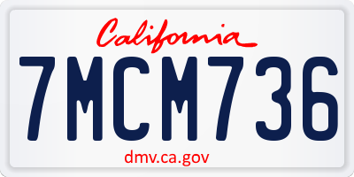 CA license plate 7MCM736