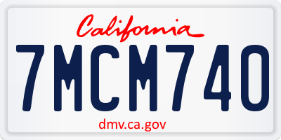 CA license plate 7MCM740