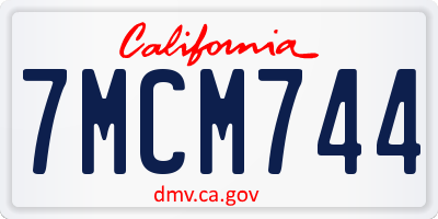 CA license plate 7MCM744