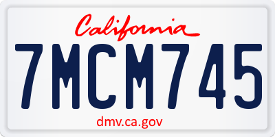CA license plate 7MCM745